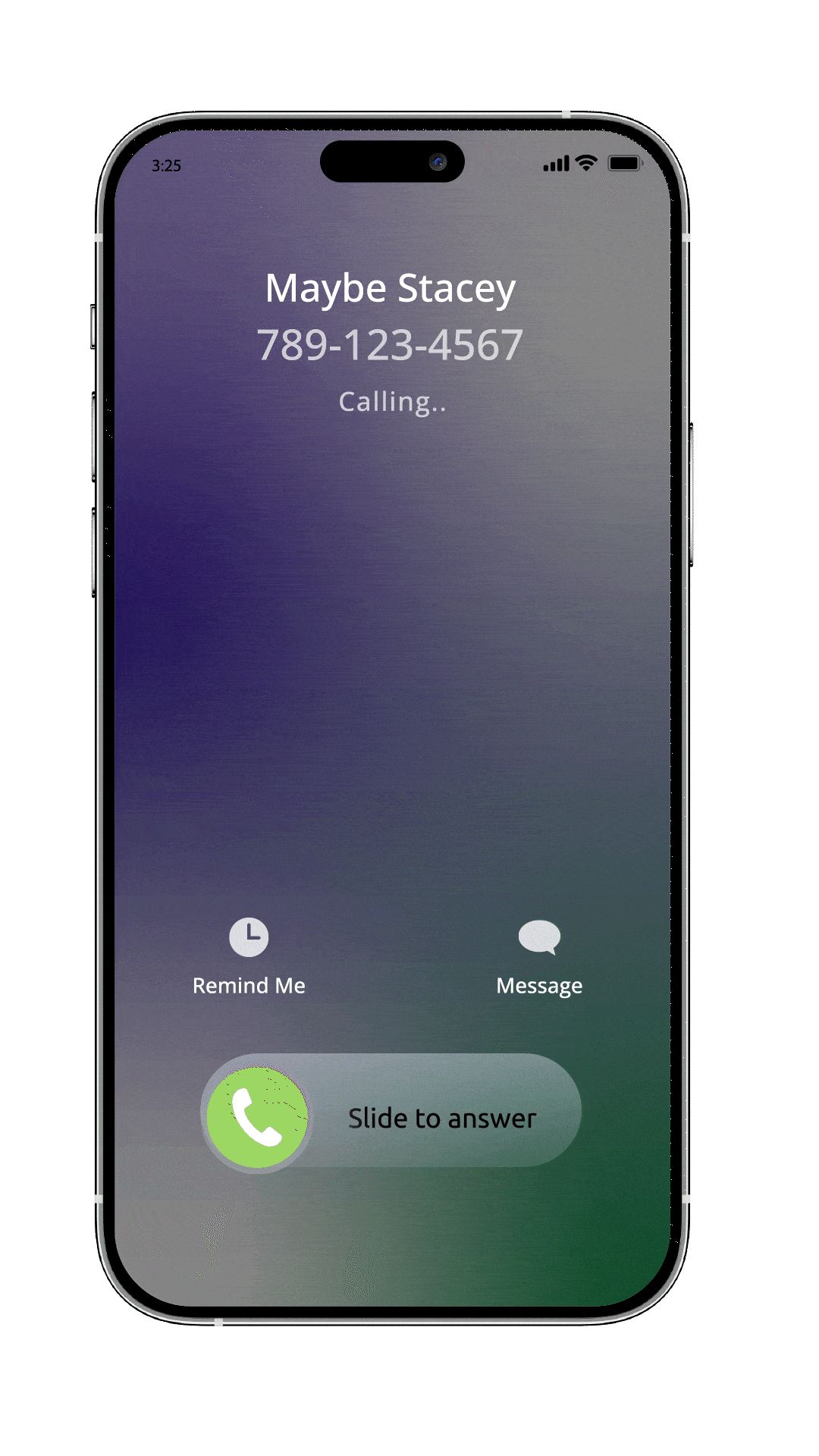 A phone showing an automatic text reply to a missed call